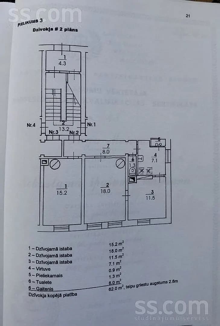 Trīsistabu dzīvoklis — Rīgas iela 31b