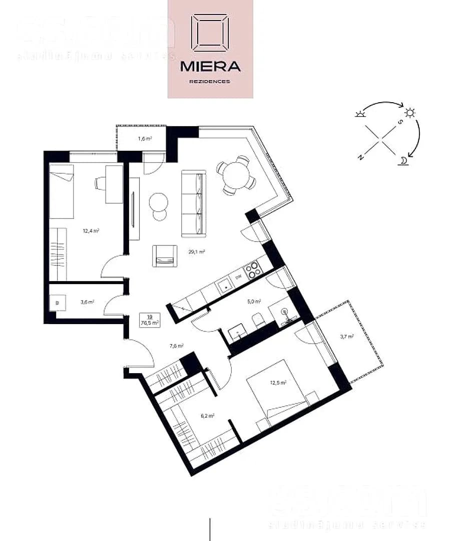 Trīsistabu dzīvoklis — Miera 75 — bilde 4